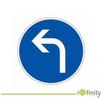 Blue arrow points left direction.