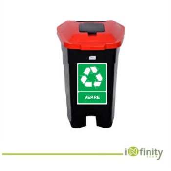 Bac de recyclage en verre avec signalisation