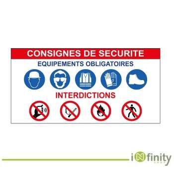 Panneau de règlement de sécurité avec symboles