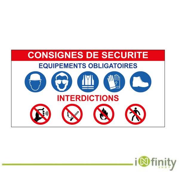 Panneau de règlement de sécurité avec symboles Panneau de règlement de sécurité avec symboles