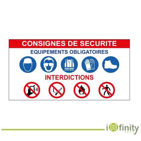 Panneau de règlement de sécurité avec symboles